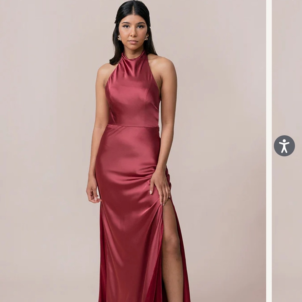 Revelry Veronica Satin Bridesmaid Dress - MAHOGANY